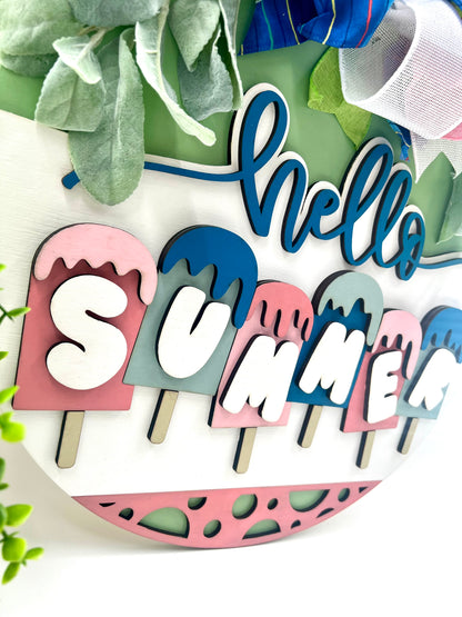 Hello Summer 3D Popsicles - 18” Door Hanger