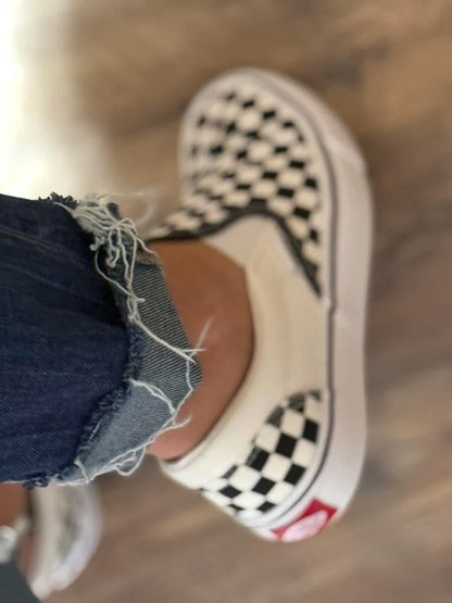 Boutique Preorder: Black and White Checker Slip-ons