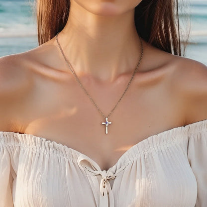 Preorder: Custom Birthstone Cross Necklace