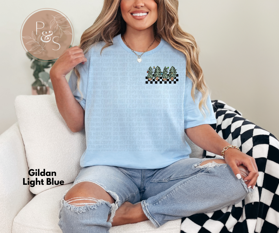 #189 - Christmas Trees Checked - POCKET - DIRECT TO FILM PRINT ONLY