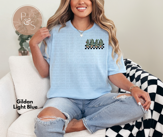 #189 - Christmas Trees Checked - POCKET - DIRECT TO FILM PRINT ONLY