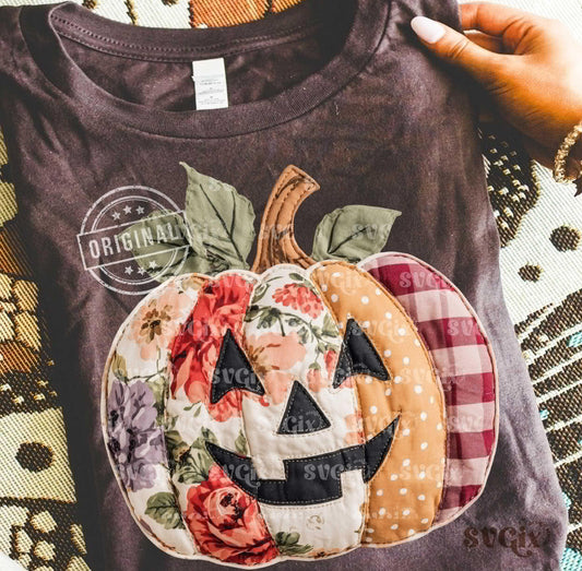 Fall Pumpkin Faux Patchwork - Custom