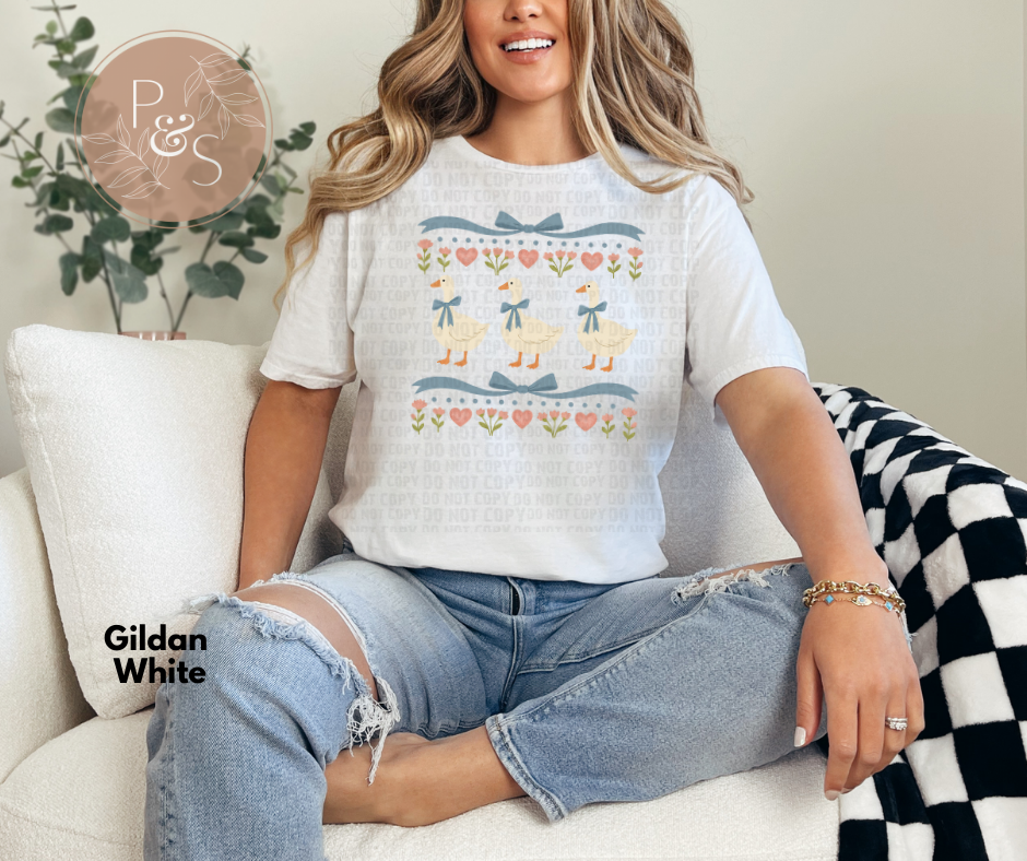 #288 - Blue Vintage Goose Coquette - DIRECT TO FILM PRINT ONLY