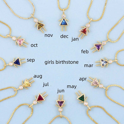 Preorder : Little People Birthstone Charm Necklace