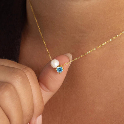 Preorder: Pearl and Birthstone Necklace