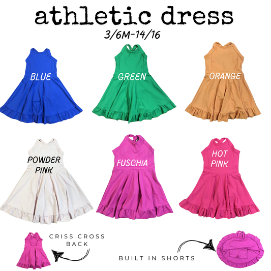 PREORDER: Kids Athletic Dress- Crisscross Back 5.5.25