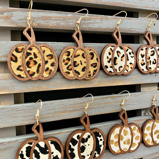 Animal Print Pumpkin Earrings