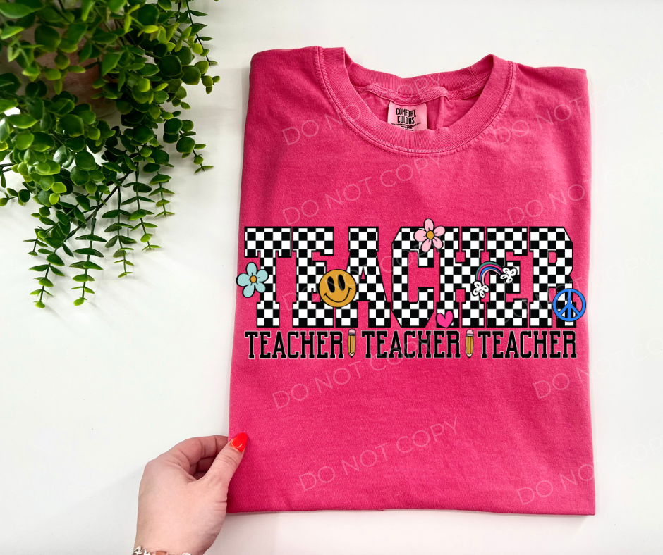 Retro Teacher Checked - Custom