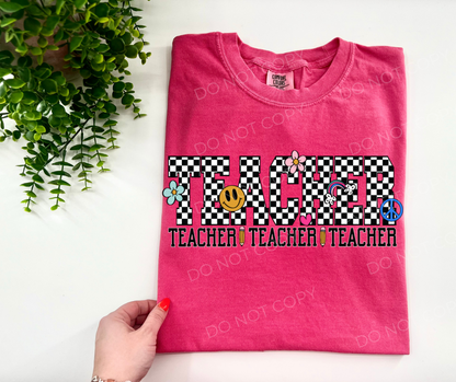 Retro Teacher Checked - Custom