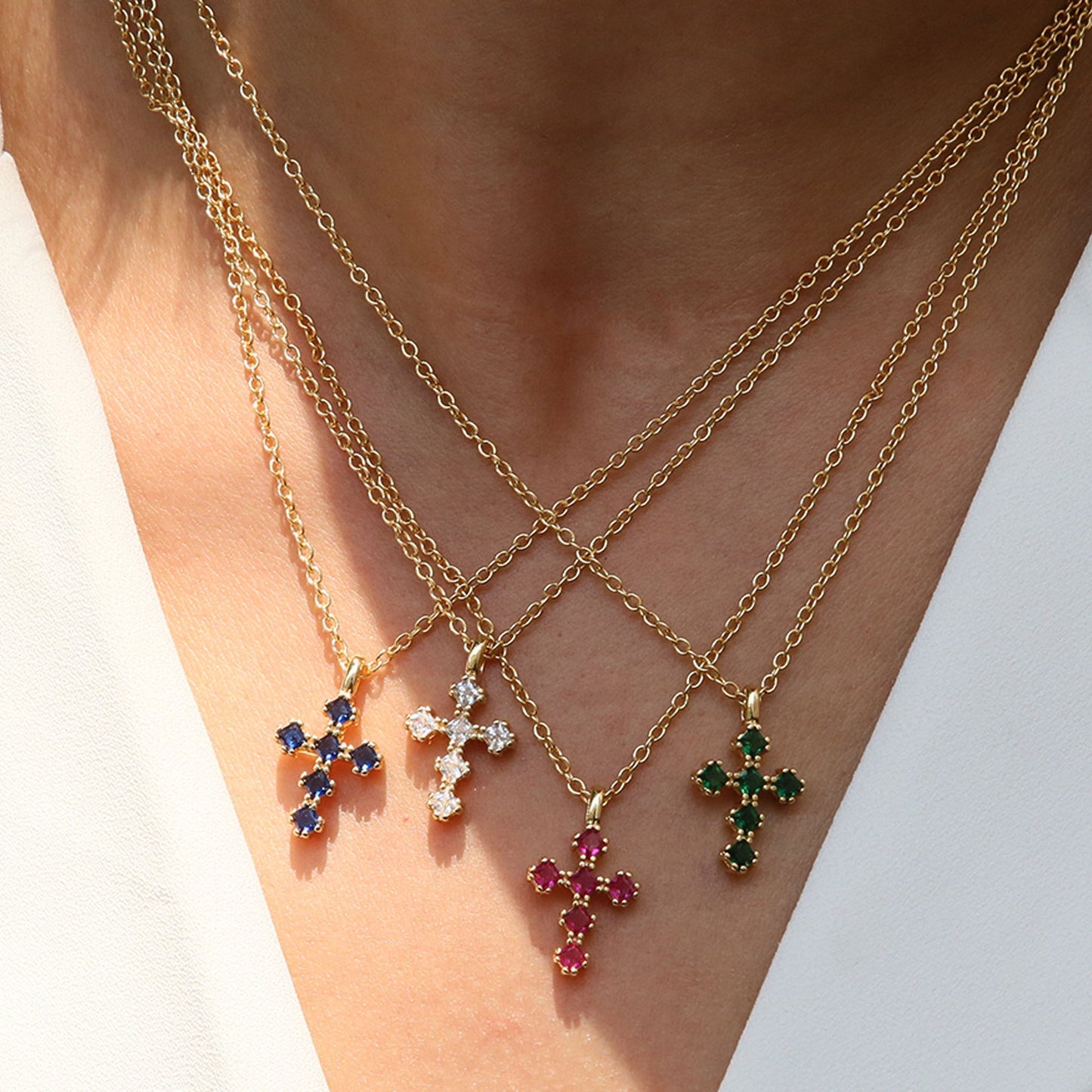 Preorder: Birthstone Cross Necklace
