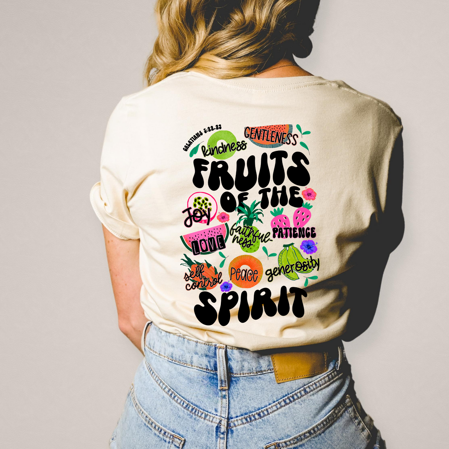 Fruits of the spirit/+Pocket Design- Full Color- Bella Soft Cream