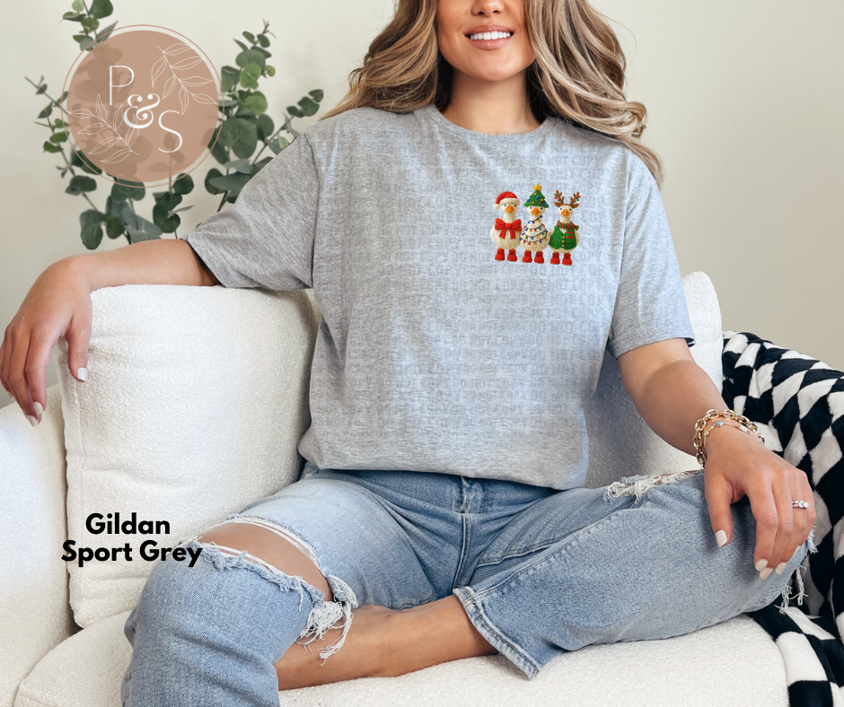 #154 - Christmas Geese Faux Yarn - POCKET - DIRECT TO FILM PRINT ONLY