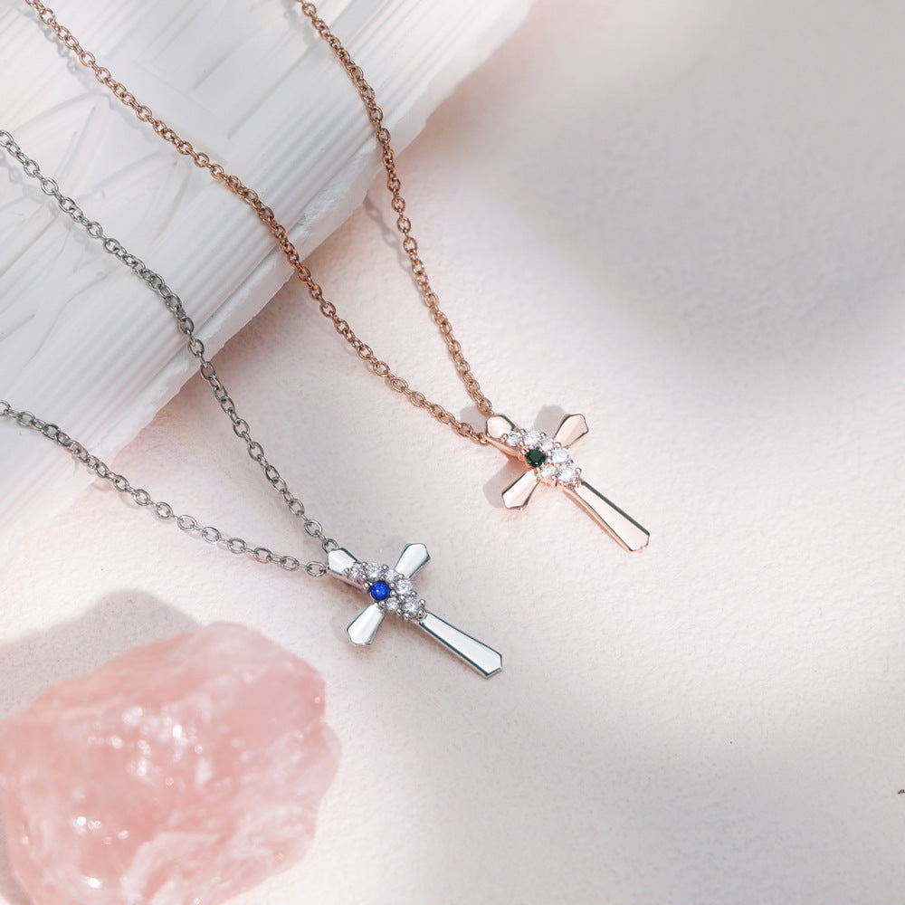 Preorder: Custom Birthstone Cross Necklace