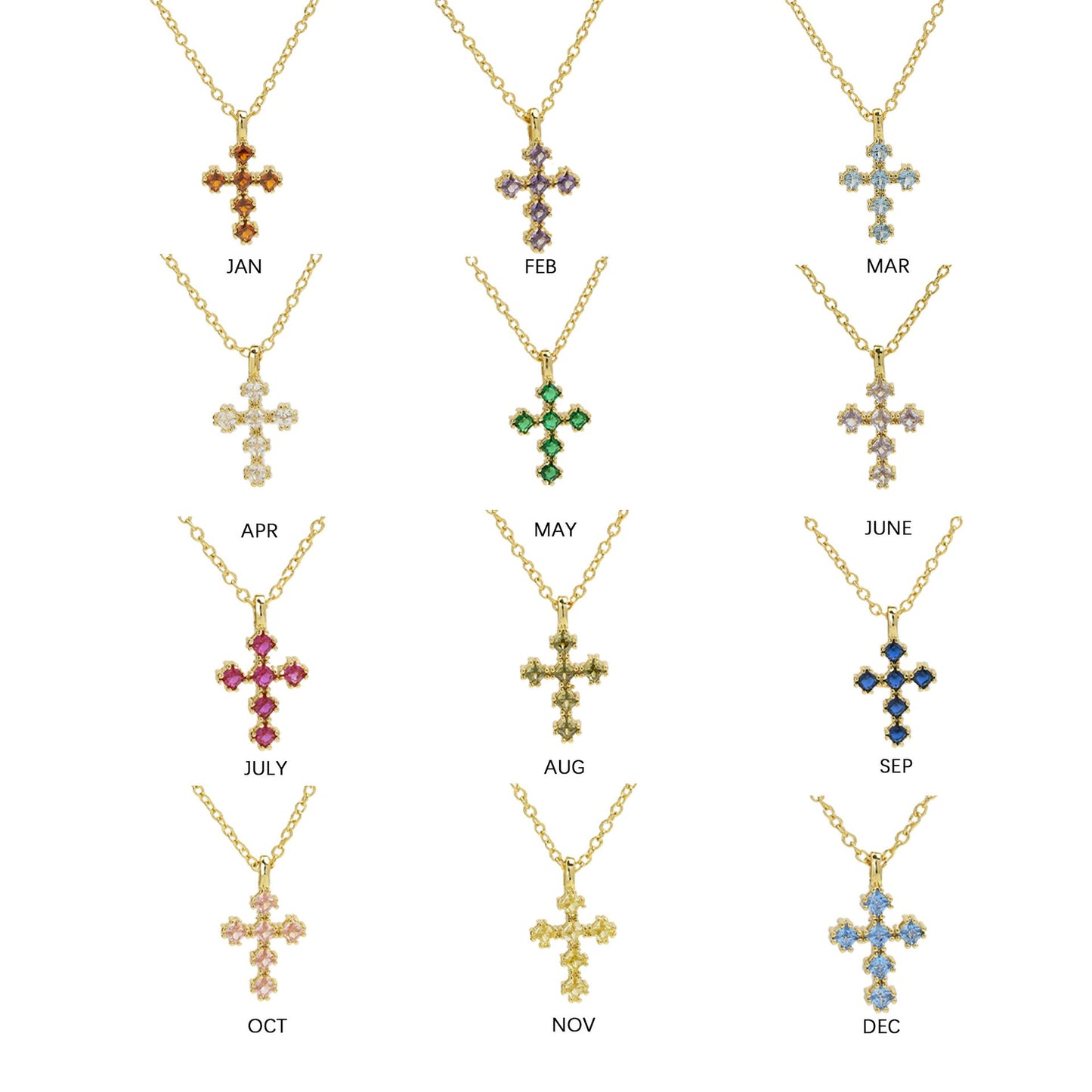 Preorder: Birthstone Cross Necklace