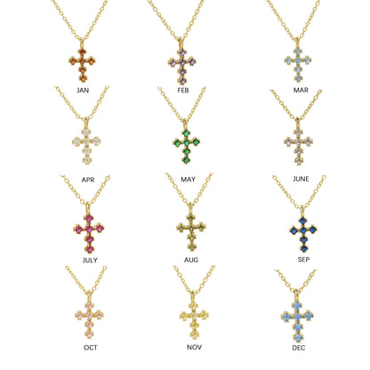 Preorder: Birthstone Cross Necklace