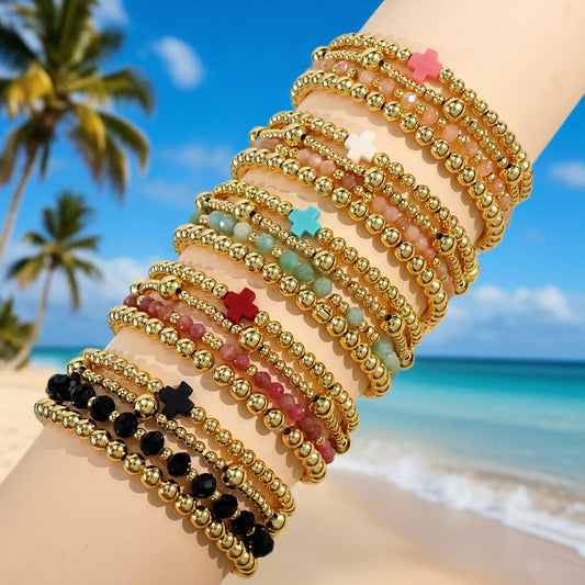 Preorder: Beaded Cross Stretch Bracelet Stack