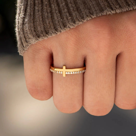 Sterling Cross Ring GOLD