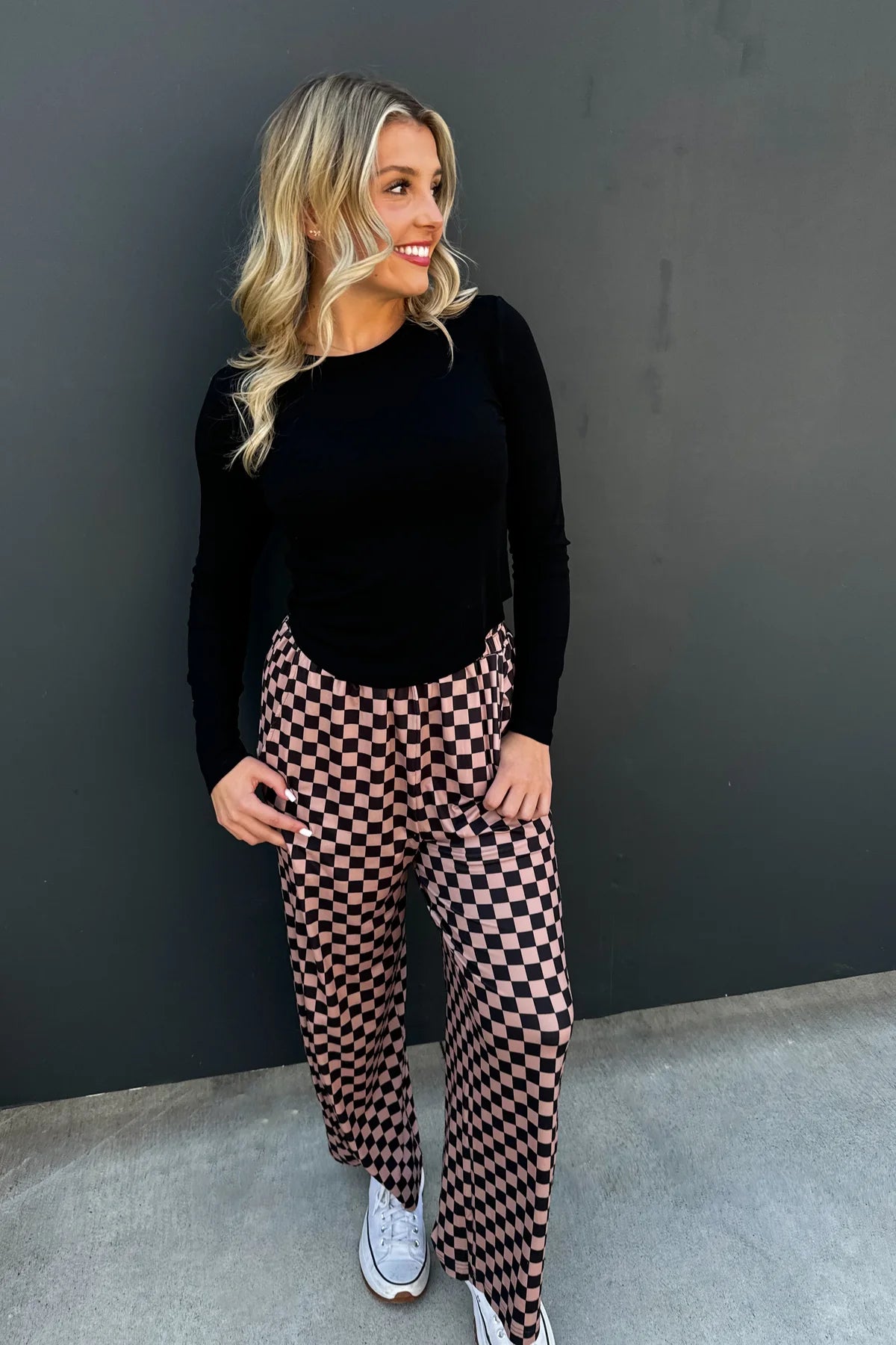 PREORDER: Bold Block Checker Pants - Neutrals ✨ETA WEEK OF 12/2✨