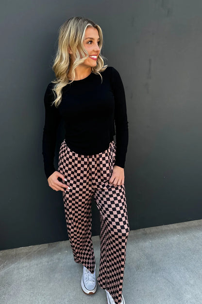 PREORDER: Bold Block Checker Pants - Neutrals ✨ETA WEEK OF 12/2✨