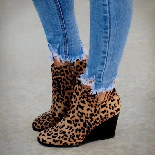 1-2 WEEK TAT: SIZE 8.5 Heeled Leopard Booties