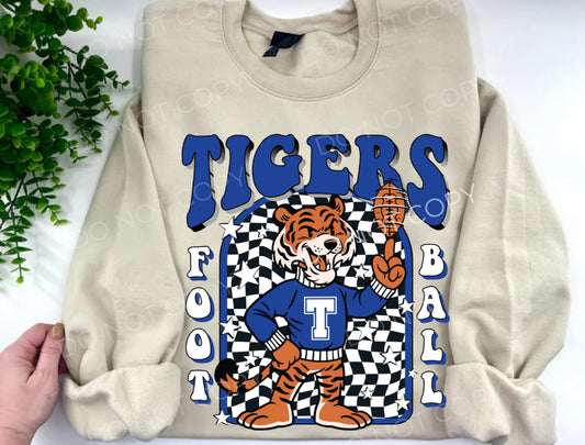 Tigers Football Retro Mascot - Custom