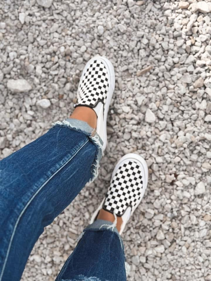 Boutique Preorder: Black and White Checker Slip-ons