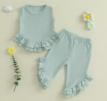 PREORDER: The Randi Ribbed and Ruffle Tank & Pant Set 3.17.25