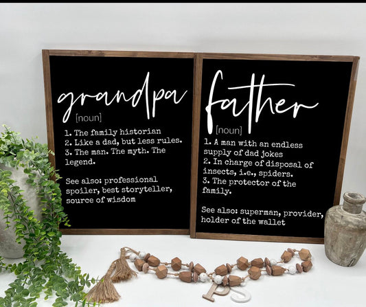Father Definition - Wood Sign