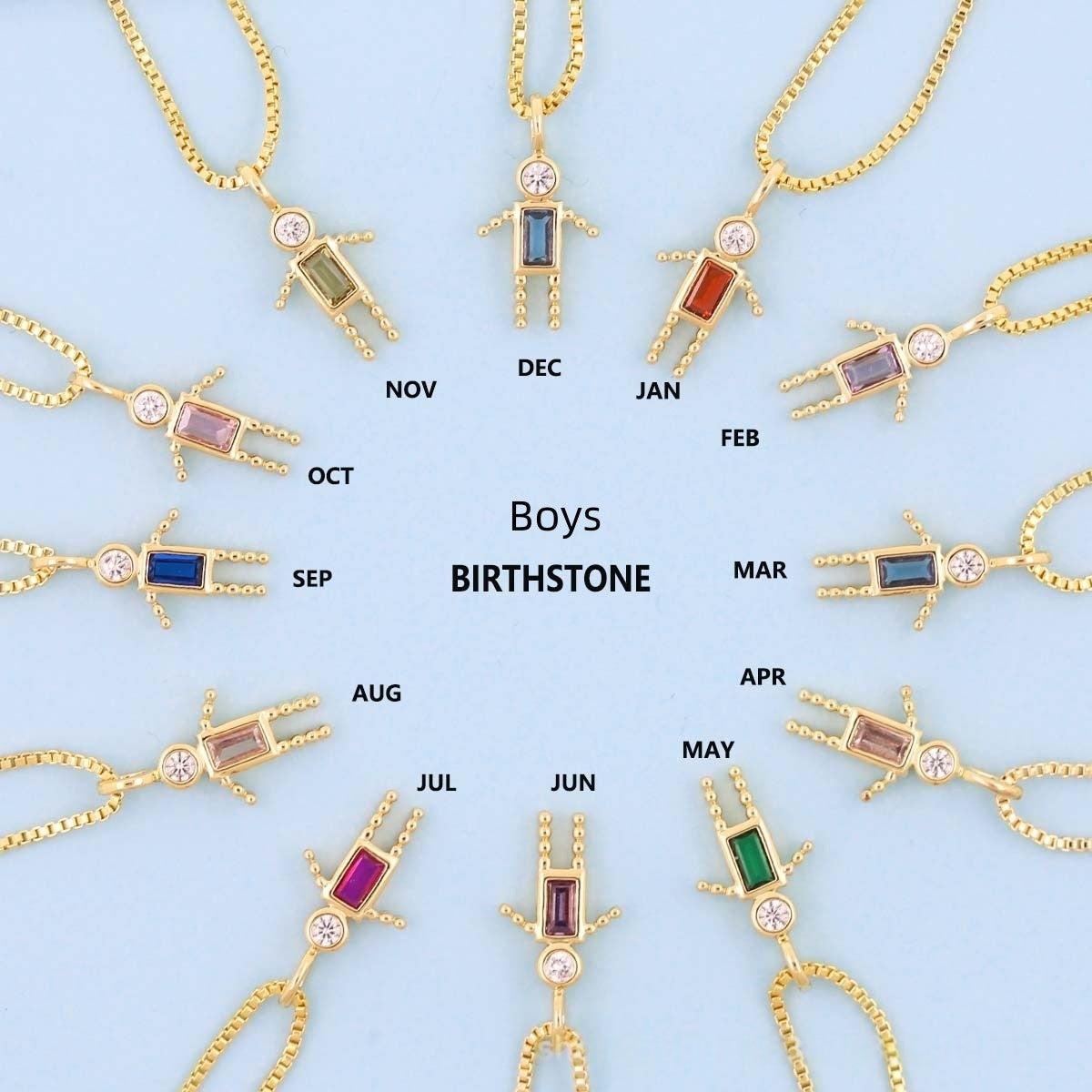 Preorder : Little People Birthstone Charm Necklace