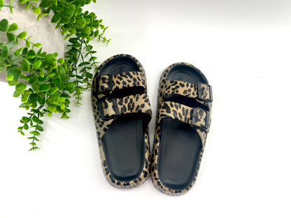 READY TO SHIP: Black Leopard Eva Slides