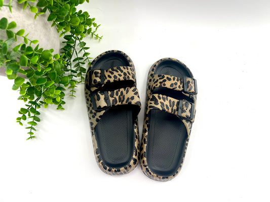 READY TO SHIP: Black Leopard Eva Slides