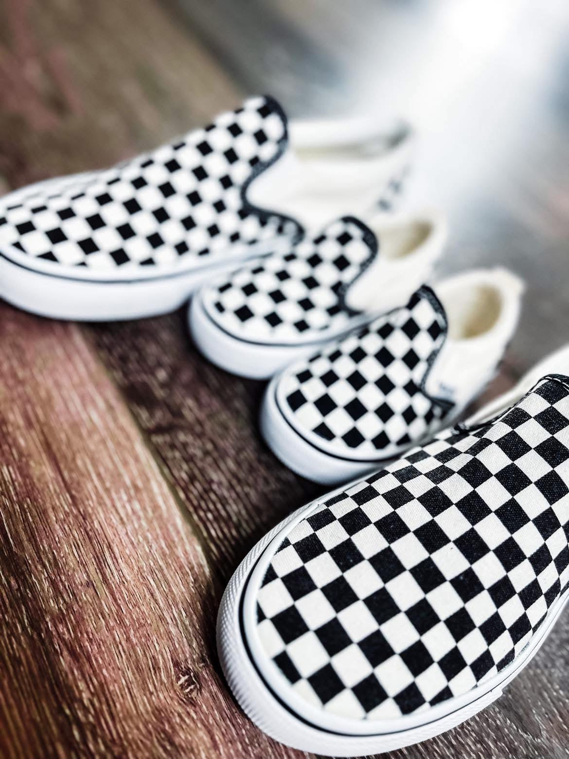 Boutique Preorder: Black and White Checker Slip-ons