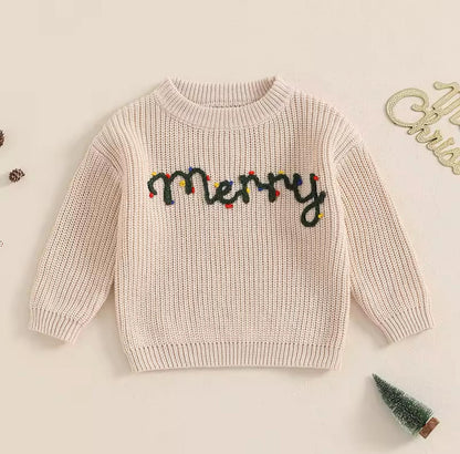 1 WEEK TAT: Adult and Kid Rope Embroidered Holiday Sweaters