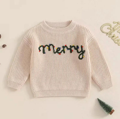 1-2 WEEK TAT:  Adult and Kid Rope Embroidered Holiday Sweaters