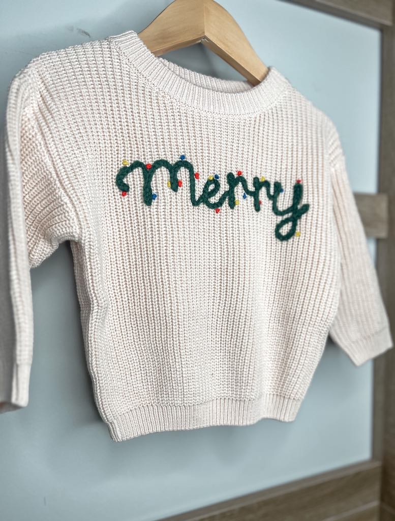 1 WEEK TAT: Adult and Kid Rope Embroidered Holiday Sweaters