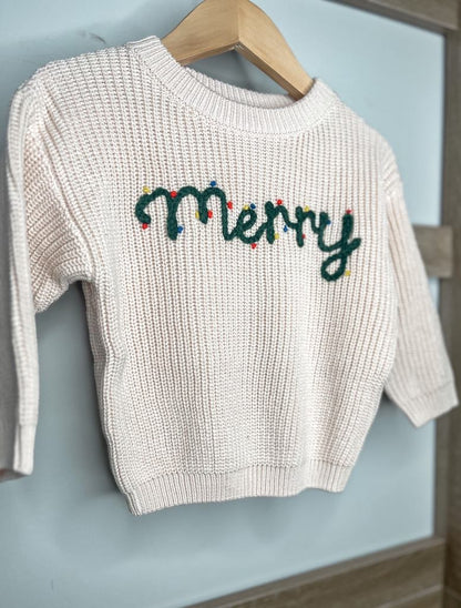 1 WEEK TAT: Adult and Kid Rope Embroidered Holiday Sweaters