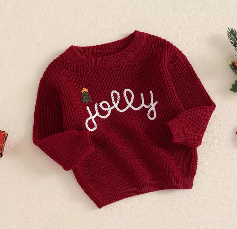 1-2 WEEK TAT:  Adult and Kid Rope Embroidered Holiday Sweaters