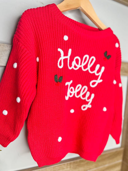 1-2 WEEK TAT:  Adult and Kid Rope Embroidered Holiday Sweaters