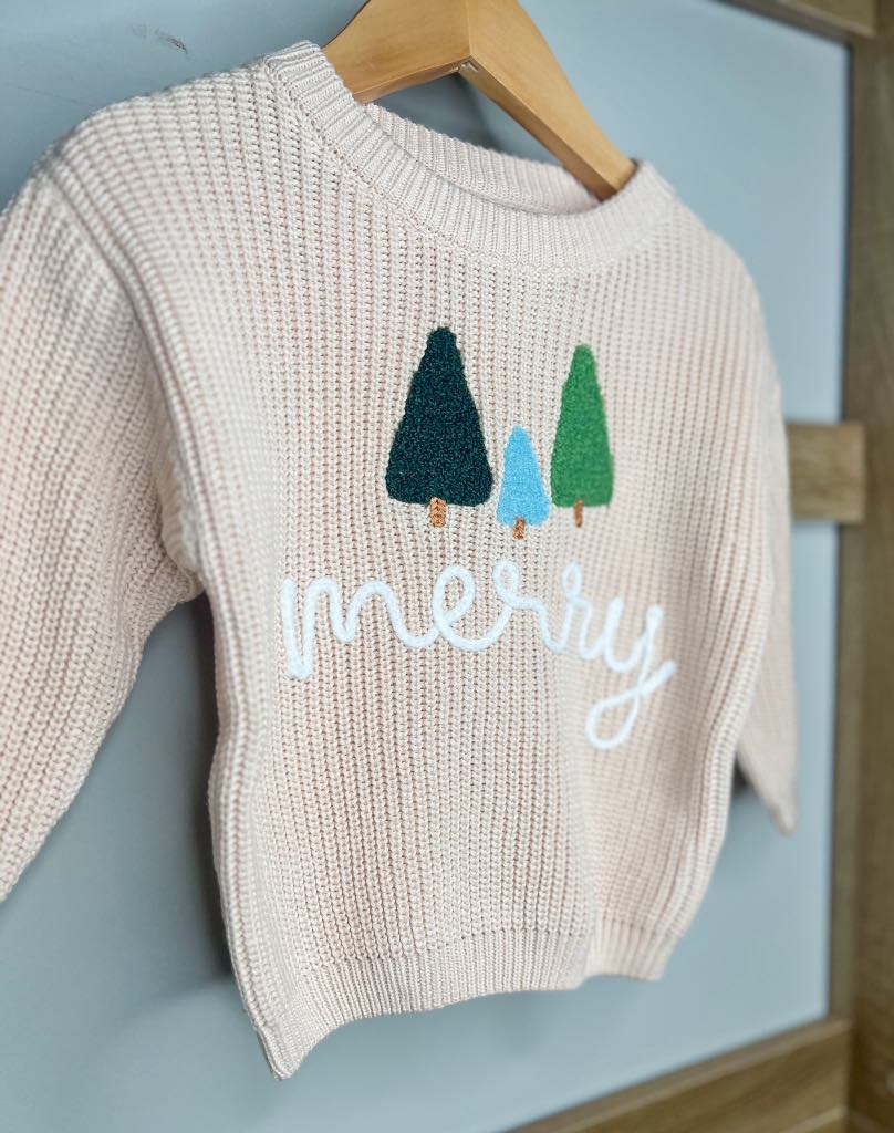 1 WEEK TAT: Adult and Kid Rope Embroidered Holiday Sweaters