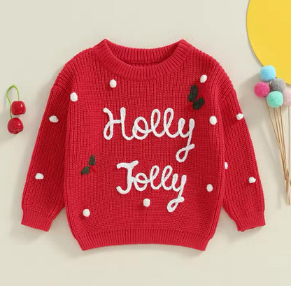 1 WEEK TAT: Adult and Kid Rope Embroidered Holiday Sweaters