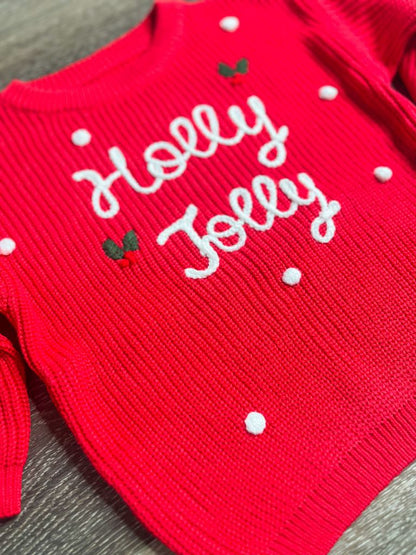 1-2 WEEK TAT:  Adult and Kid Rope Embroidered Holiday Sweaters