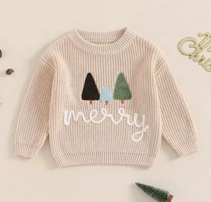 1-2 WEEK TAT:  Adult and Kid Rope Embroidered Holiday Sweaters