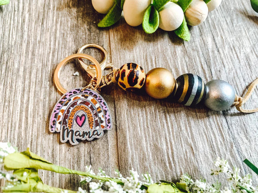 1-2 WEEK TAT: Rainbow Mama Puff or Bead Keyring