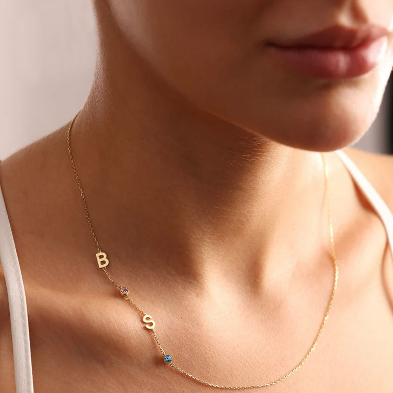 Preorder: Personalized Birthstone & Initial Necklace