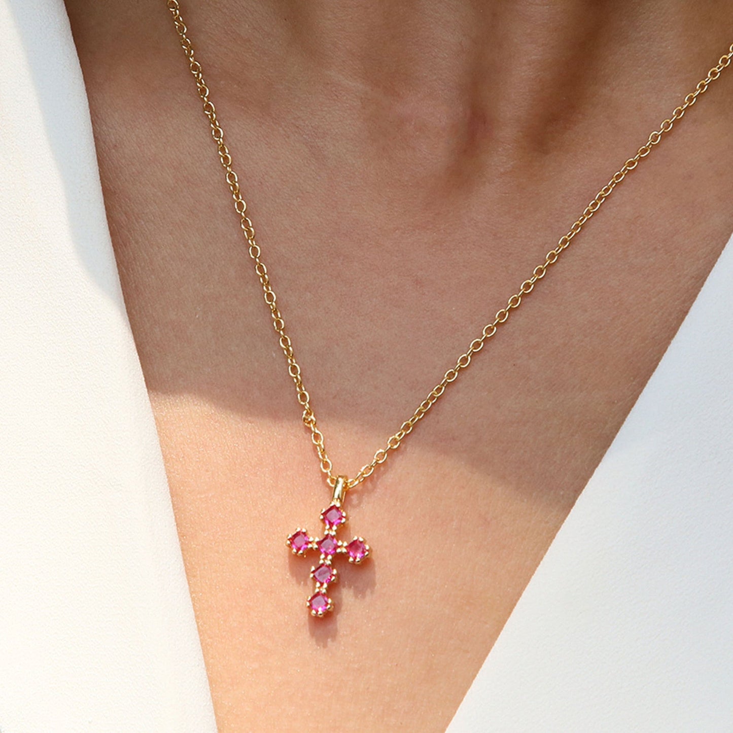 Preorder: Birthstone Cross Necklace