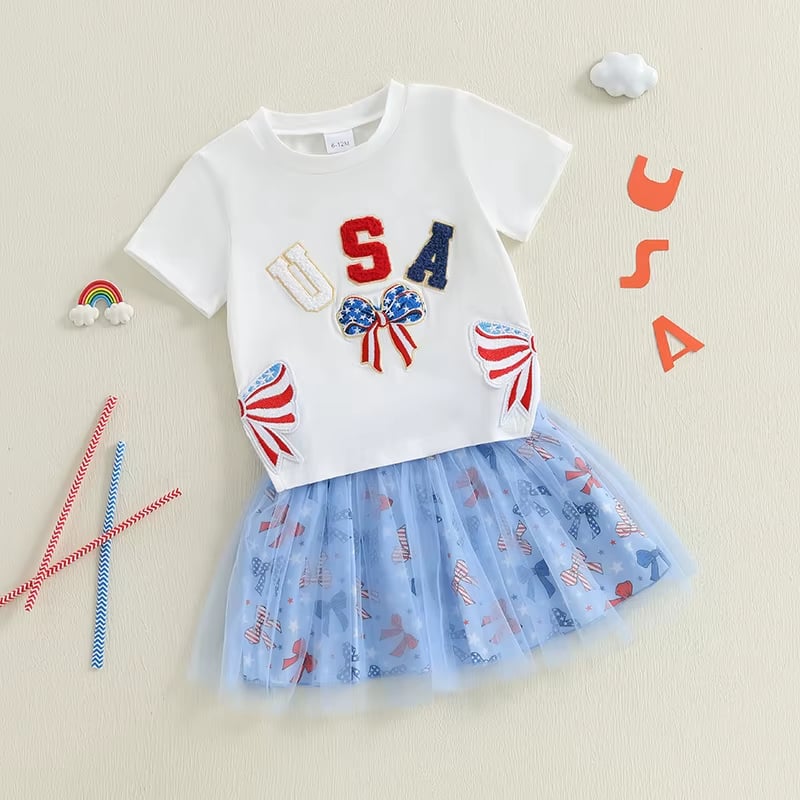 PREORDER: USA Patch Tee and Tulle Skirt Set 5.5.25