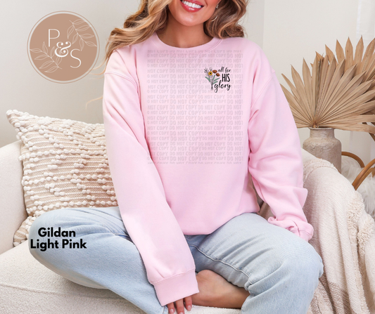 #19 - All For His Glory Floral - POCKET - DIRECT TO FILM PRINT ONLY