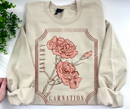 January Carnation Birth Flower - Custom