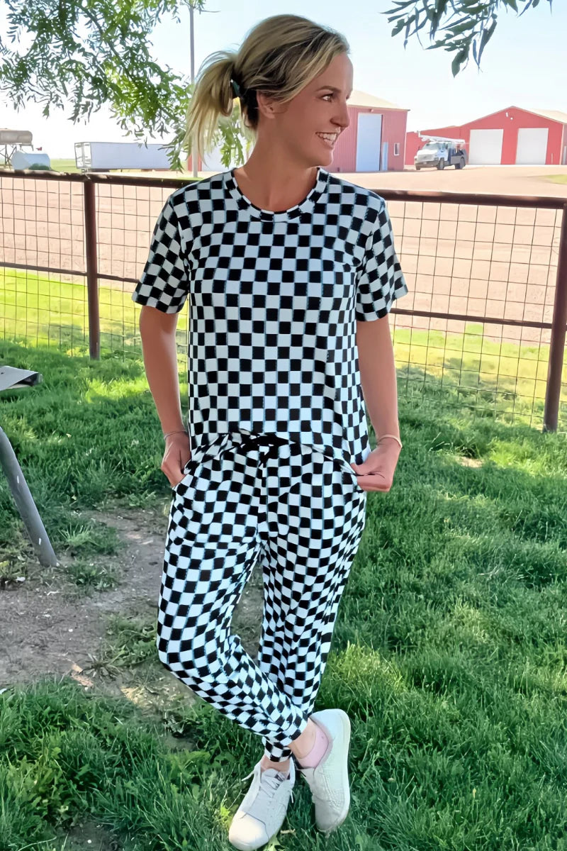 CHECKED IN TURQUOISE