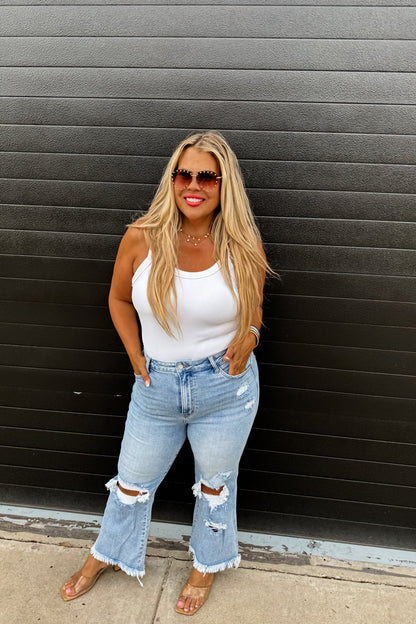 READY TO SHIP: 4X - Lucy Distressed Crop Jean